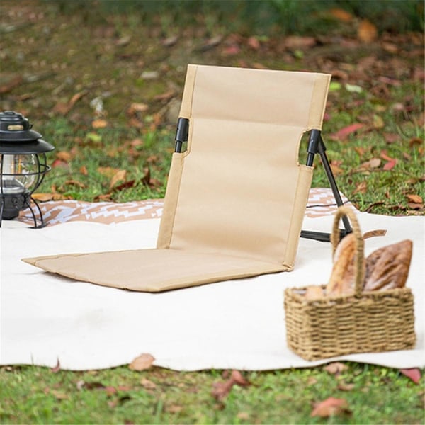 Ultra-lett bærbar sammenleggbar stol med komfortabel ryggstøttepute, utendørs månepiknikfiskestoler beige