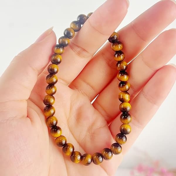 Tigerøye elastisk armbånd for menn og kvinner, justerbart chakra-balanserende armbåndsgave
