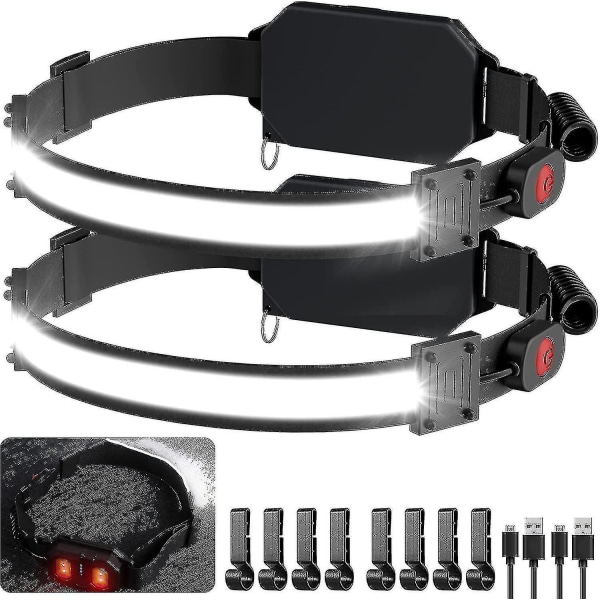 Led Rechargeable Headlamp, 1000 Lumen 230 Illumination Wide Beam Lightbar Headlamp With Red Taillight, 3 Modes, Super Bright Lightweight Led Headband