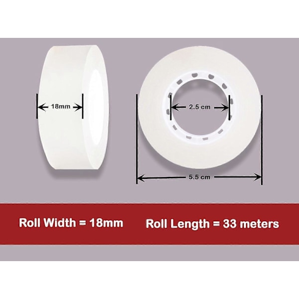 8 Ruller Klar Klæbebånd 18mm x33m - Sellotape Rulle Transparent Bånd, Daglig Kontorartikler, Brug Cellotape Hjemme Skole og Kontor