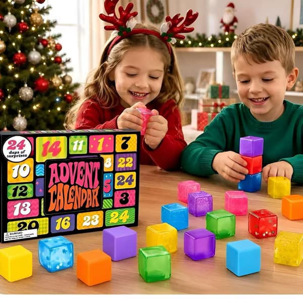 Julekalender, 24 dages nedtælling isterningformede Fidget Squishy-legetøj