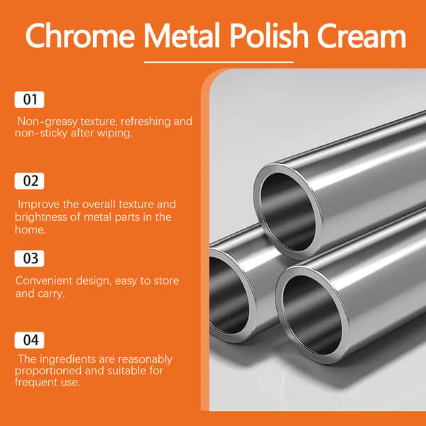 Krom- og metalpudsecreme med svamp, 60g oxidation- og rustfjerner