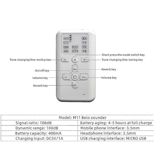 Ny M11 Stemmeforandrer 10 Stemmeforandrende Moduser Bluetooth USB Mini Lydkort Egnet for Spillankerinnspilling