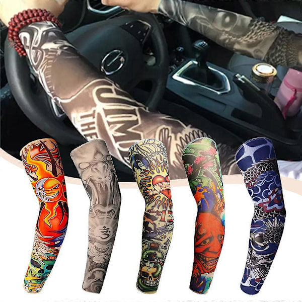 1 st Andningsbar Armärm 3D Tatuering UV-skydd Armskydd Cykling Solskydd Snabbtorkande Sommar