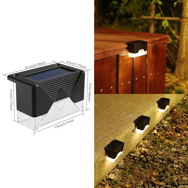 4pcs Solar Step Lights Outdoor Garden Lights Railing Lights Ladder Lights Fence Lights Decorative Stair Lights WallWall Fence LightsWarm light