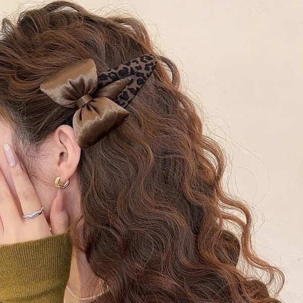 Fløjlssløjfe Leopardprint Hårsideklemmer, Søde Pandehårsklemmer Nye Mode Håraccessories Til Kvinder A