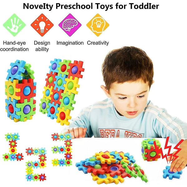12 kpl Mini Pop It Fidget -lelu, Magic Cube -palapeli Push Pop -lelu lapsille ja aikuisille, stressiä lievittävä lelu, monivärinen opetusrakennus Blo
