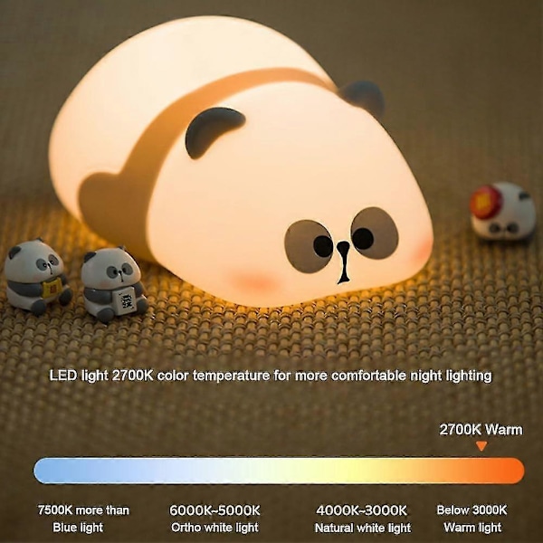 Panda Nattlampa Barn, 3 Lägen Söt Nattlampa Baby Squishy Lampa Med Timer, USB LED Dimbar Nattlampa För Sovrum