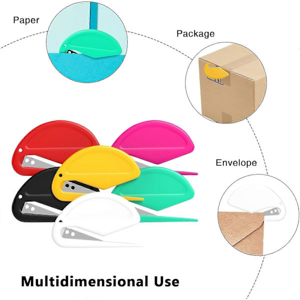 Paket med 6 Brevöppnare, Säker Kuvertöppnare med Rakblad, Brevöppnare för Paket, Perfekt för Hemmakontoret