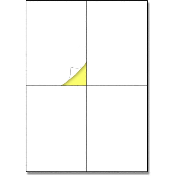 25 Ark - Stora Klistermärken Etiketter Vita A4, för Kartonger/Post/Frakt - 4 per Ark, 148,5 x 105 mm (A6)