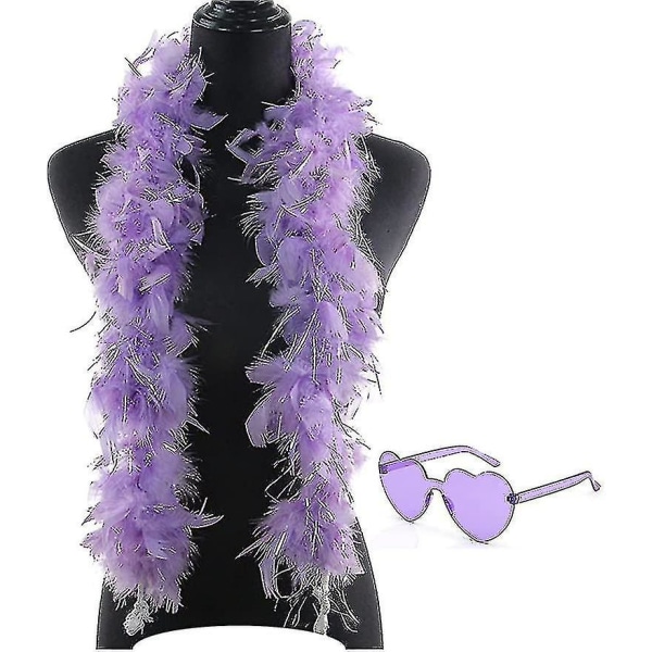 Feather Boas Sydämellä Reunattomat aurinkolasit 4 Ft Feather Boa Polttarien Halloween-joulupukutarvike