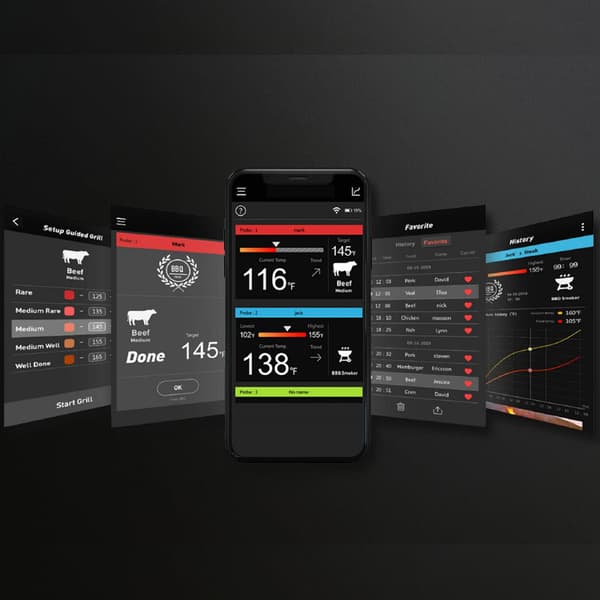 Vanntett enkeltprobe Smart WiFi Bluetooth Kjøtttermometer APP-kontroll Ovn Grill BBQ Temperaturmåler