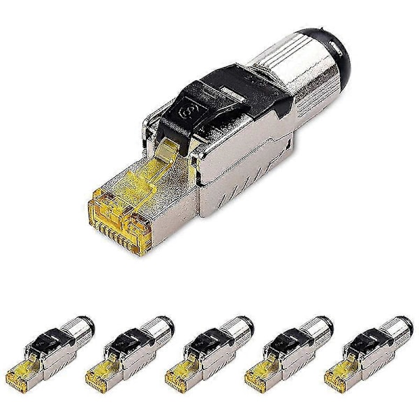 6-pak værktøjsfri afskærmet RJ45 Cat 8, Cat8 afslutningsplug, Cat8-stik