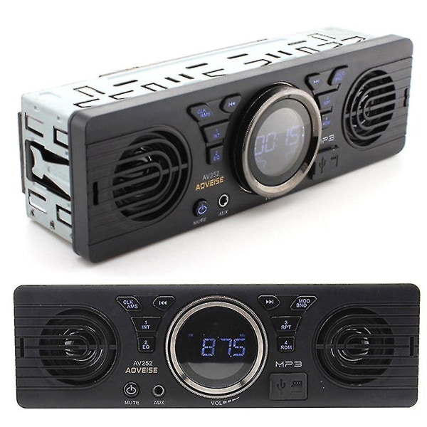 Autoradio med Bluetooth håndfri/høyttalere/USB/Aux-inngang/FM/MP3-spiller, bilsikker digitalt minnekort MP3-lyd elektrisk bilradio