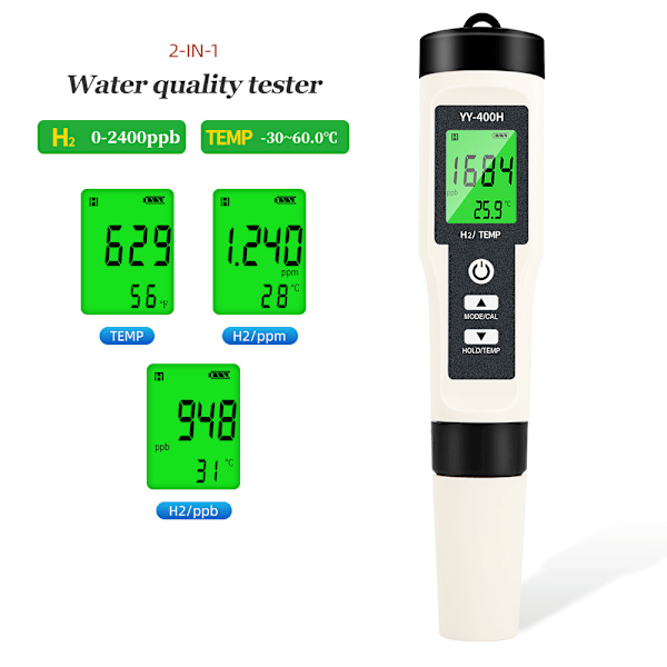 LCD digital display 2 i 1 H2 temperaturpenna högprecision akvarium vattenkvalitetsövervakning testpenna