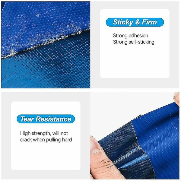 Blå vanntett selvklebende presenning reparasjonstape, 8cm X 10m Drivhuskanal presenning reparasjon Flex Tape, nyttig for reparasjon av lastebil eller drivhuspresenning