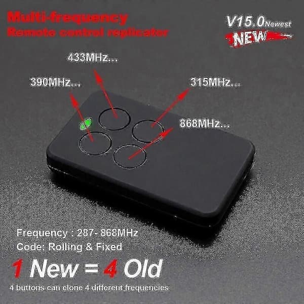 SMG-V15.0 Auto-Scan Multi-Frequency kodelæser, fast rullende kode nøglefob, garageportåbner, 433 MHz duplikator
