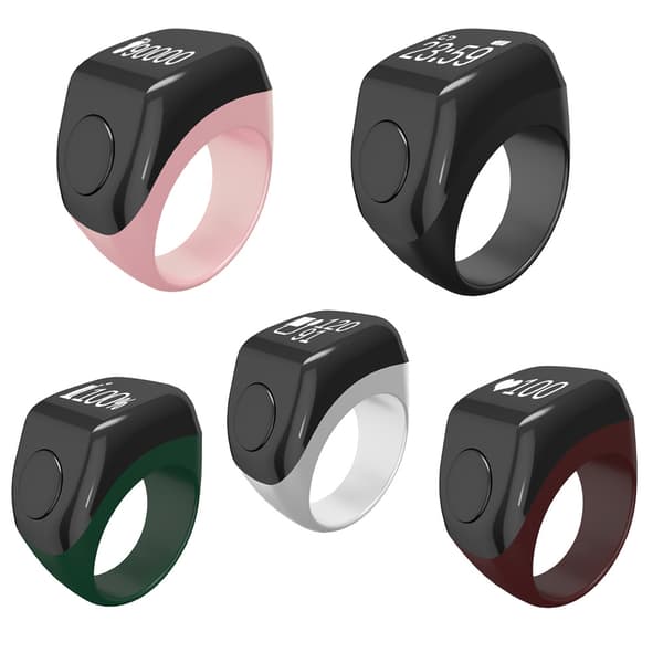 Oppladbar Smart Bluetooth Tellerring, IP67 Vanntett Fingerringteller, Manuell Klikktellerring, 1 Stykke Black