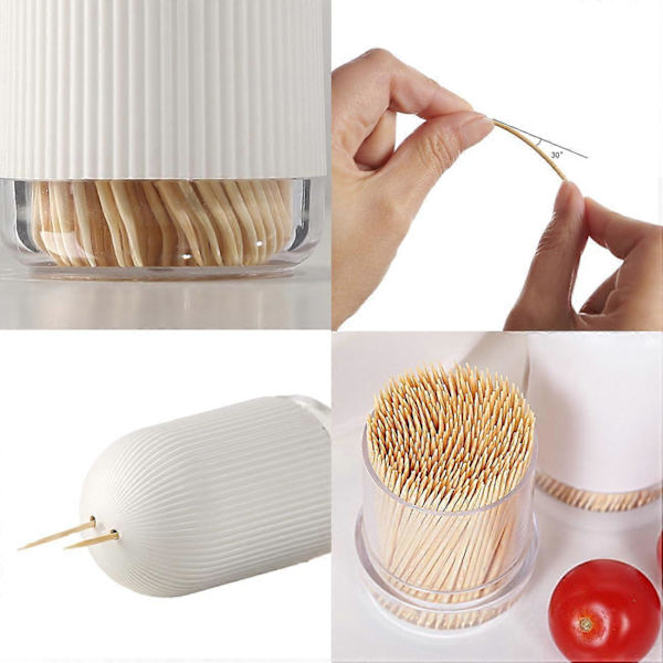 Bambustandslåda med Engångs Trätandpetare, Dammsäker Tandpetare Dispenser för Kök Restaurang Bord