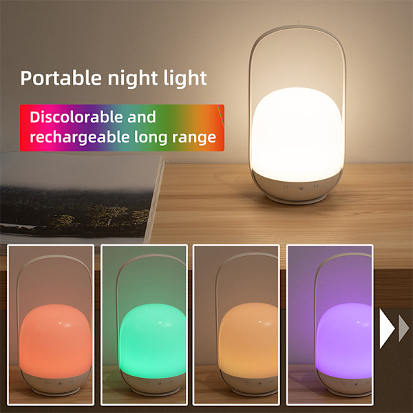 Ny utendørs campinglampe, bærbar mini RGB fargerik atmosfære fjernkontroll nattlampe ved sengen