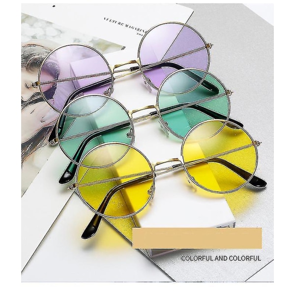 Retro hippiebriller - 6 par fargerike runde sirkelbriller for festgoder