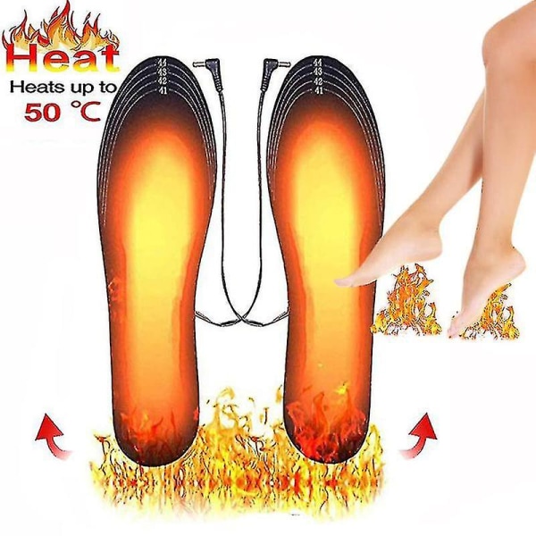 USB uppvärmda skosulor Fötter varma elektriskt uppvärmda sulor Tvättbara termiska sulor Unisex Eu41-eu46