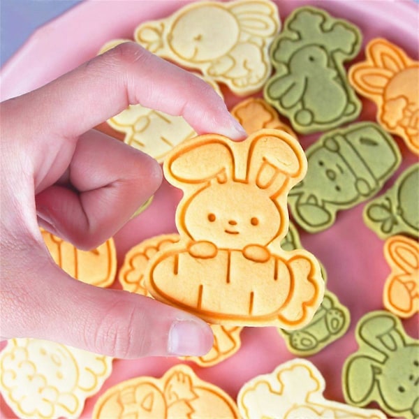 8 stk. Påskeæg Kanin Stempel Cookie Cutter Fondantforme Kagedekorationsværktøj