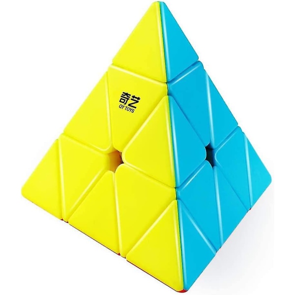 Qiming Pyramid Speed ​​Cube Inget klistermärke Triangel Cube 3x3 Pussel