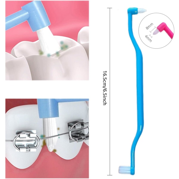 6 stk. Interdentale Børster, 2-i-1 Blød Tandbørste med Interdentale og Visdomstænder Børsterhoveder til Omfattende Mundpleje og Braces