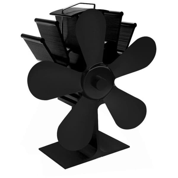 5-bladet sort pejsventilator