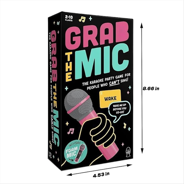 Grab the Mic Spelet, spännande Grab the Mic Karaoke-spelkväll - Perfekt present till musikälskare, karaoke eller sång - Dejtkväll, vuxna och familjespel