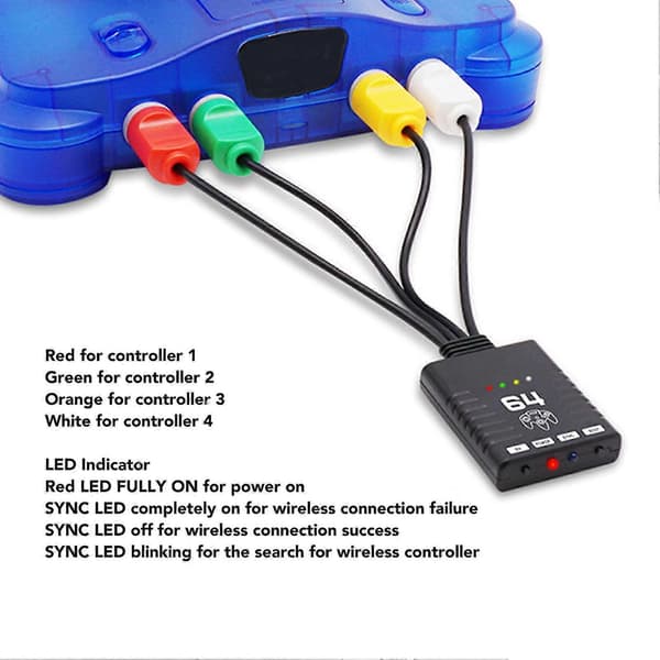 2025 Trådløs Controller Adapter Understøtter 4 Spillere Bluetooth Controller Konverter til N64 Konsol til PS3 til PS5 til 8bitdo