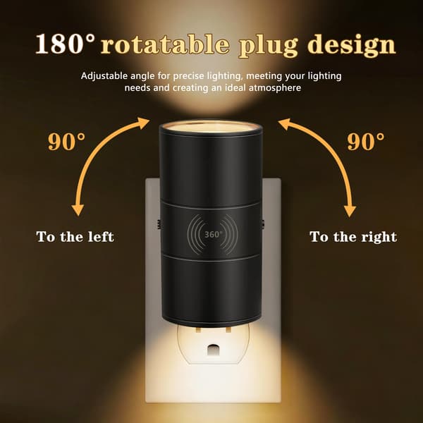 2-pack dimbar LED-nattlampa, 3000K, skymnings- och rörelsesensor vägglampa A