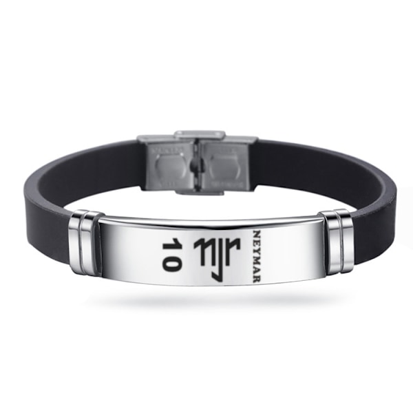 Armbånd Fodboldstjerne Kuan Rustfrit Stål Gravering Justerbar Sort Mænds Armbånd Fan Souvenir Gave