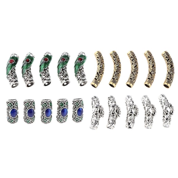 Set med 20 Viking Beads Hår Skägg Dekorationer Armband Hänge Smycken