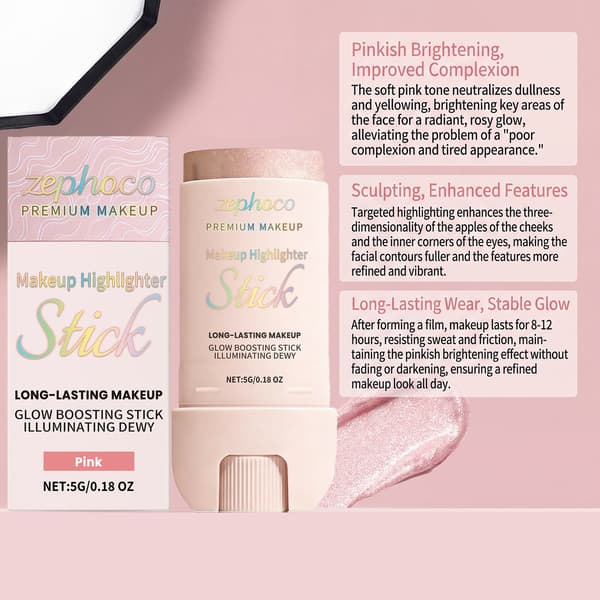 Highlighter Stick, Pink Illuminating Dewy Glow til ansigtsoplysning og konturering