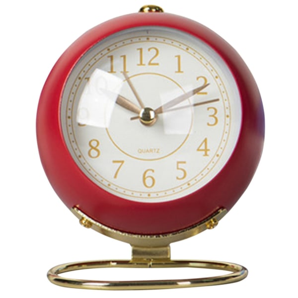 Bedroom Alarm Clock Desk Analog Alarm Clock Ultra-quiet Metal Non-ticking Retro Small Table Clock C