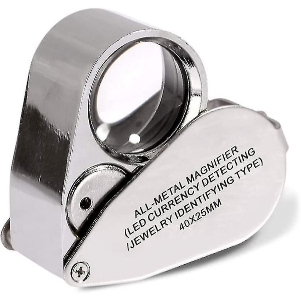 40x Jeweller Loupe Folding Magnifying Jewelry Eye Magnifier With Led Light Illuminated (led Currency Detecting/jewlers Identifying Type Lupe)