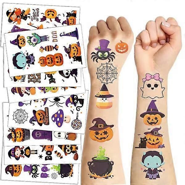 Lasten Halloween-tatuoinnit - 10 arkki Halloween-tatuointeja pojille ja tytöille, Halloween-koristelahjat Halloween-sarja (10 kpl/pakkaus)