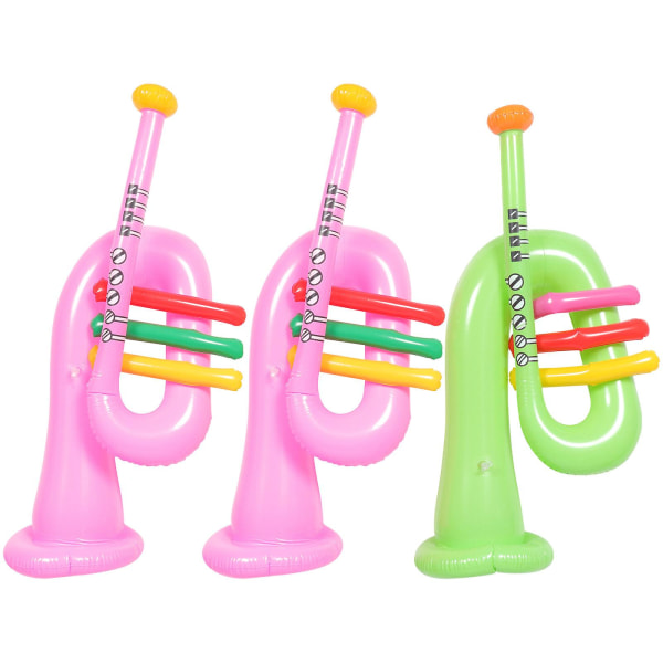 3st uppblåsbara musikinstrument Uppblåsbara trumpethorn Leksaker Vuxna Barn Musikrekvisita Festpresenter Pink,M
