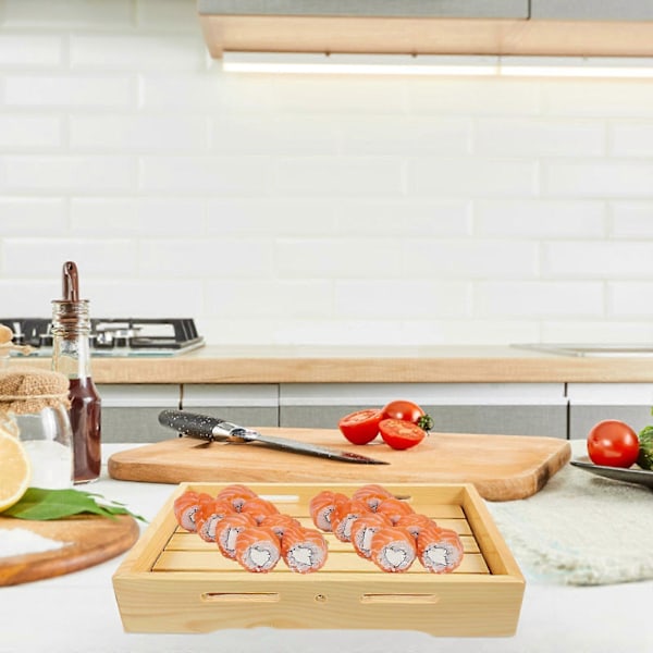 Sushi-brett i tre, japansk stil, sushi-kasse, sushi-utstillingsbrett, sashimi-fat, sushi-serveringsbrett
