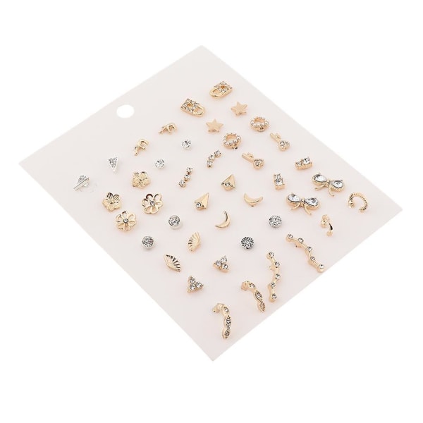 42 par mote koreanske stud øredobber sett runde perler rustfritt stål juvel