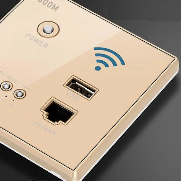 Trådlöst WiFi-uttag RJ45, AP-relä Smart USB-uttag, Kristallglaspanel, 300 Mbps inbyggd vägg WI