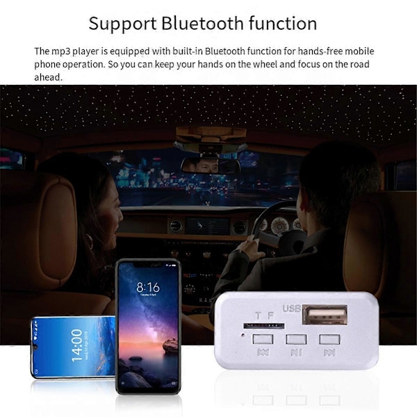 Bluetooth 5.0 MP3 WMA APE Dekoderkort Bil Audio USB TF FM Radio Håndfri Modul MP3 Afspiller til