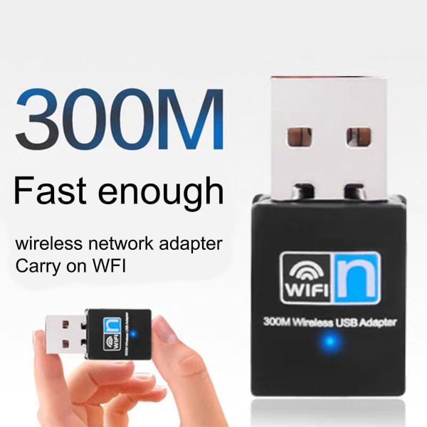 Wifi Adapter 300m Trådløs 2,4ghz Netværkskort Usb Mini Carry-on Desktop Computer Trådløs netværksmodtager