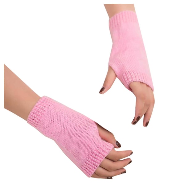 Stickade armvärmare utan fingrar för kvinnor och flickor, mjuka och varma vantar som håller dig varm under vintern