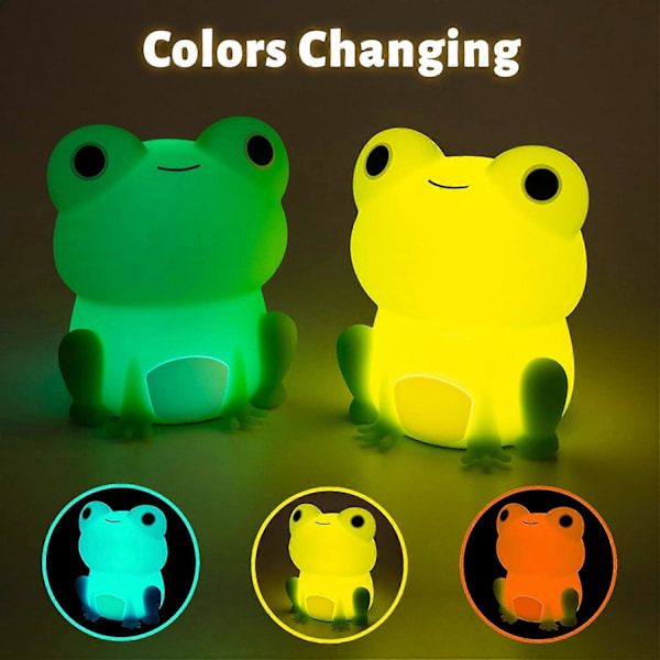SBSG Söt Groda Nattlampa, Mjuk Silikon LED Touchlampa för Barn, Bärbar Nattlampa med Dimbar Timer, Kawaii Sovrum Sängbord Bord D