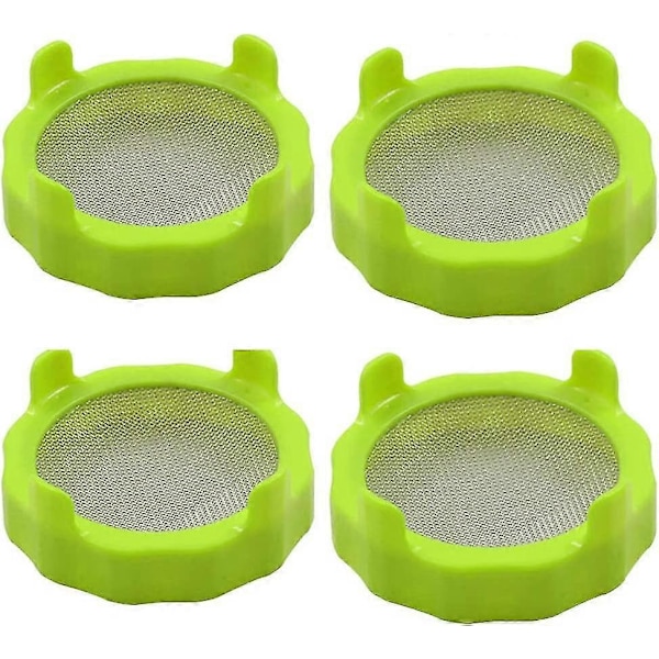 Spiringsdæksel til Mason-glas med rustfrit stålnet til bredmunds-Mason-glas Grøn Hydroponisk dyrkningsudstyr (grøn) (1 stk)