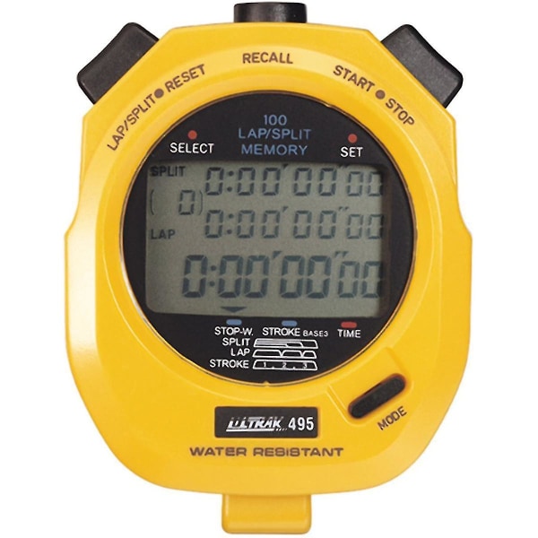 Ultrak 495-100 Dual Split Memory -sekuntikello - keltainen Svart 48