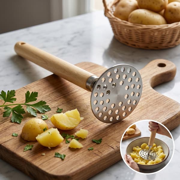 Potatisstöt i 304 rostfritt stål, manuell handmatspress för pumpa, banan och grönsakspuré